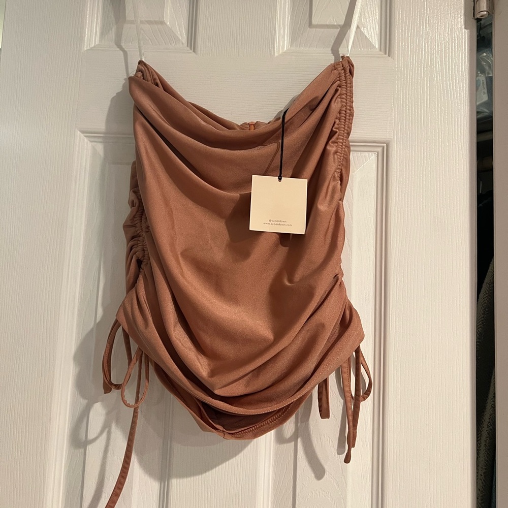 Superdown rose-pink colored draw string skirt